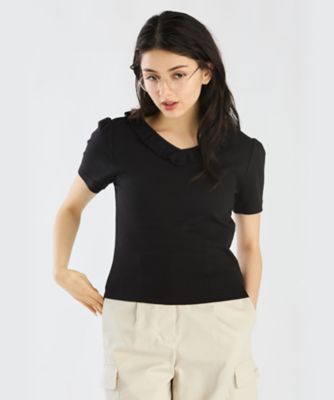 ＜TO B. BY AGNES B.＞【Ｏｕｔｌｅｔ】ＷＷ０８　ＴＳ　Ｖネック　レース　Ｔシャツ（６０４１ＷＷ０８０００）