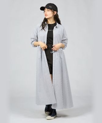 【タイムセール】〈新品〉YAECA ストライプワークシャツドレス YAECA (ヤエカ) WRITE STAND COLLAR WORK SHIRT DRESS / ライト