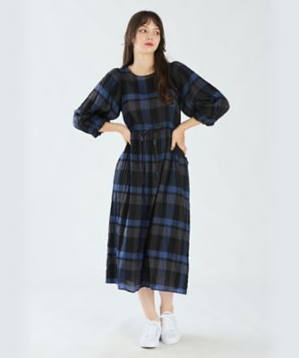 ＜TO B. BY AGNES B.＞ＷＷ４４　ＲＯＢＥ　チェックシャーリングワンピース（６１１２ＷＷ４４０００）