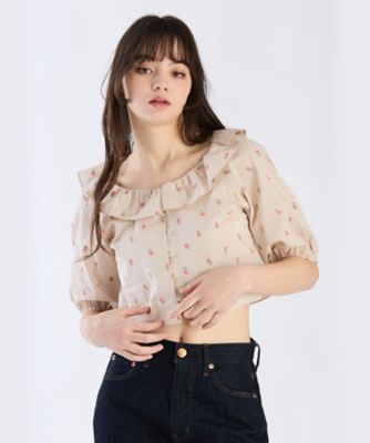 ＜TO B. BY AGNES B.＞ＷＸ２２　ＣＨＥＭＩＳＥ　フラワーエンブロイダリーブラウス（６２４２ＷＸ６２０２３）