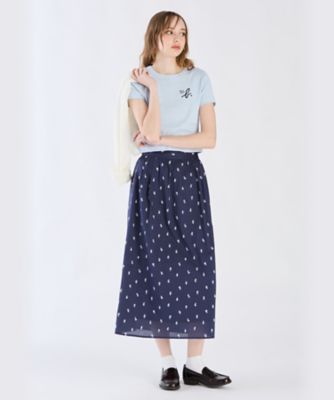 新品タグ付 agnes b. 2017AW ボタニカル柄 ジャガード スカート サーキュラースカート（5237WJ04690） | TO B. BY