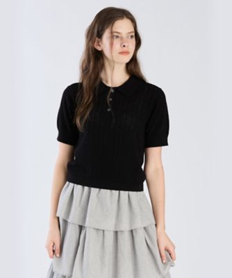 TO B. BY AGNES B./トゥービー バイ アニエスベー オープンワークポロ(6339WX68000) 000ブラック トップス【三越伊勢丹/公式】