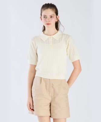 TO B. BY AGNES B./トゥービー バイ アニエスベー オープンワークポロ(6339WX68021) 021ホワイト トップス【三越伊勢丹/公式】