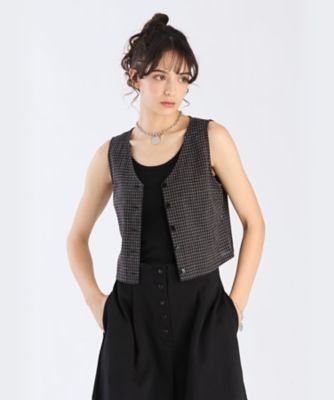 モノトーン チェック コットン リネン ベスト（6356WX77008