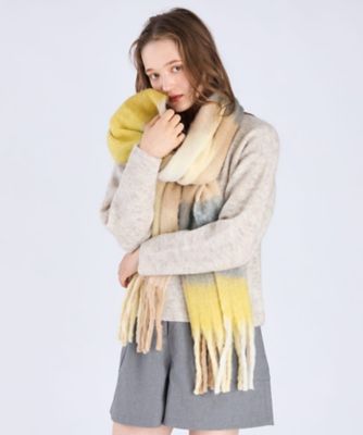 TO B. BY AGNES B./トゥービー バイ アニエスベー WEB限定 ブロックチェックストール(6512WY961200) 1200イエロー スカーフ・ショール【三越伊勢丹/公式】