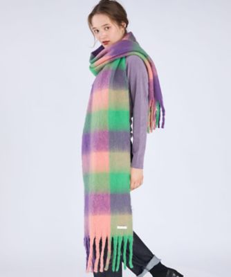 TO B. BY AGNES B./トゥービー バイ アニエスベー WEB限定 ブロックチェックストール(6512WY961550) 1550ブラック系 スカーフ・ショール【三越伊勢丹/公式】