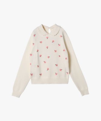 フラワー 刺繍 コットン ニット プルオーバー（6557WA26010