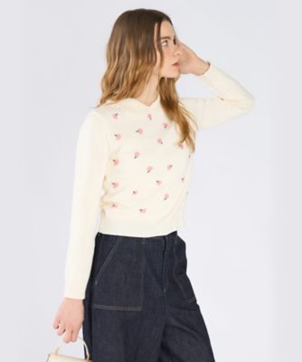 フラワー 刺繍 コットン ニット プルオーバー（6557WA26010