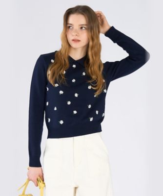 フラワー 刺繍 コットン ニット プルオーバー（6557WA26680