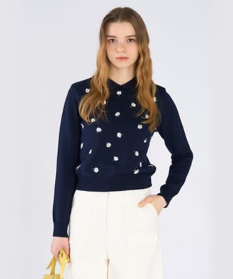 フラワー 刺繍 コットン ニット プルオーバー（6557WA26680