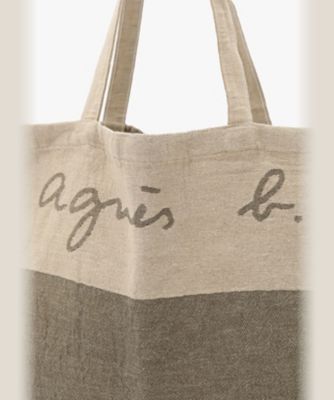 ロゴ プリント コットン リネン トートバッグ ”Elie” （ユニ