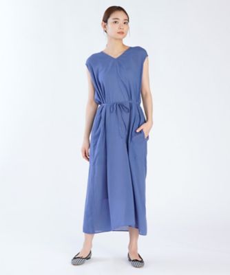 【agnes b （アニエスベー）】ロングワンピース　S リネン Vネック 5分袖 ワンピース ｜agnès b. FEMME（ファム