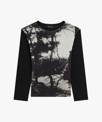 フォトプリント シルク リネン 長袖 ニット プルオーバー ”Ombre