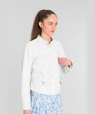 【フランス製 美品】agnes b. アニエスベー　スタンドカラージャケット レザー スタンドカラー ジャケット ”Tambourin