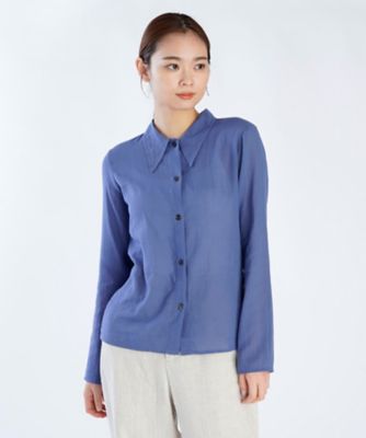 agnes b. フランス製 シルク ブラウス agnes b.】Made in France 100% Silk Round Collar Blouse