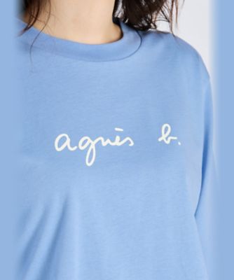 アニエスベー agnes b. SEN9 TS YOKO Tシャツ ロゴプリント クロップド丈 五分袖 日本製 コットン オフ白 レディース agnes b.｜ロゴ コットン 五分袖 Tシャツ 