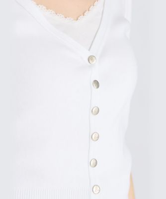 Agnes b 半袖コットンニットカーディガン コットンニット 半袖 Vネック カーディガンプレッション ”Nora