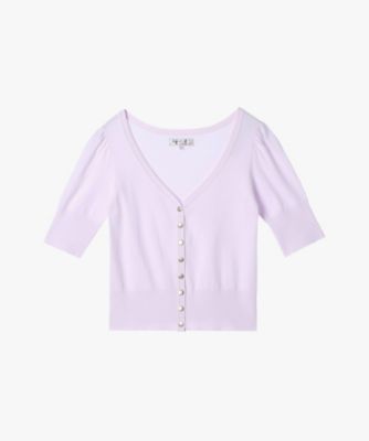 ＜agnes b. (Women)＞コットンニット　半袖　Ｖネック　カーディガンプレッション　”Ｎｏｒａ”（ＥＢＴ５Ｊ１５５４０９８）