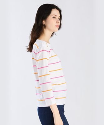 ボーダー　コットン　ボートネック　七分袖　Ｔシャツ（ＥＣＯ０ＪＩＸ４０１０）