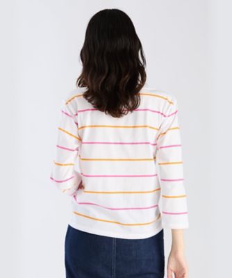 ボーダー　コットン　ボートネック　七分袖　Ｔシャツ（ＥＣＯ０ＪＩＸ４０１０）