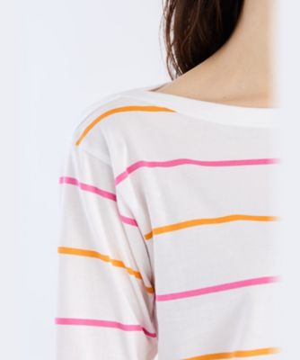 ボーダー　コットン　ボートネック　七分袖　Ｔシャツ（ＥＣＯ０ＪＩＸ４０１０）