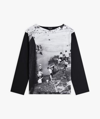 ＜agnes b. HOMME (Men)＞フォトプリント　コットン　長袖　Ｔシャツ　”Ｌａ　ｐｌａｇｅ”（ＥＣＺ２ＮＵ７０００００）