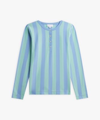 ＜agnes b. (Women)＞ストライプ　コットン　ヘンリーネック　長袖Ｔシャツ（ＥＤＤ０ＪＧＰ９２１８７）