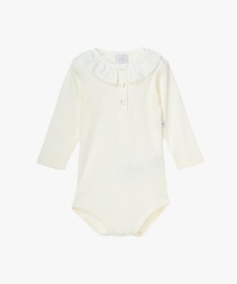 ＜agnes b. ENFANT (Baby&Kids)＞ベビー　コットン　フリルカラー　ボディスーツ　”Ｏｐｐｏ”（ＥＤＦ６ＪＦＤ８０２１）