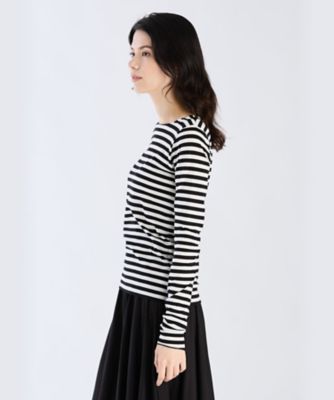 tシャツ 細ボーダー オーガニックコットン 長袖 Tシャツ ”Knox Ultra” レディース 細ボーダー オーガニックコットン 長袖 Tシャツ 