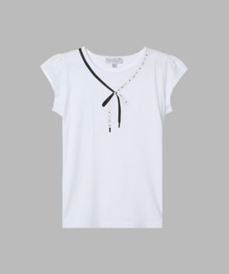＜agnes b. ENFANT (Baby&Kids)＞キッズ　リボン　プリント　コットン　半袖　Ｔシャツ　”Ｉｒｉｓ”（ＥＹ１４ＳＦＭ３０１０）