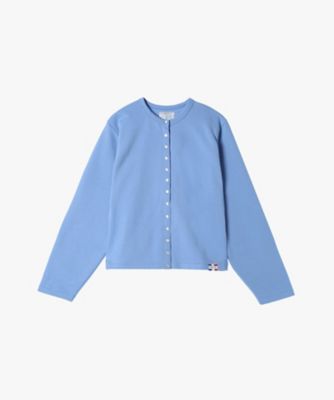 agnes b.◆カーディガン(薄手)/2/コットン/BLU/無地// オーガニックコットン 長袖 カーディガンプレッション ”Le