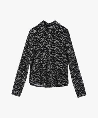 agnes b. フランス製 シルク ブラウス agnes b.】Made in France 100% Silk Round Collar Blouse
