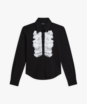 希少 美品✨agnes b. アニエスベー タック フリル 長袖 ブラウス 黒 ブラウス ｜agnès b. FEMME（ファム）｜アニエスベー公式