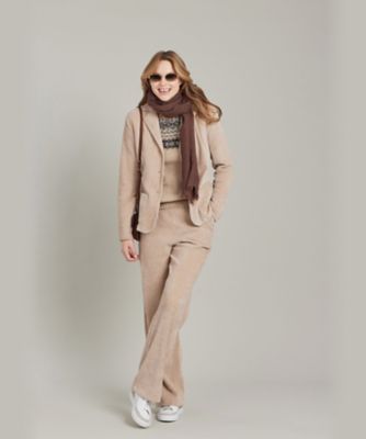 agnès b. ベージュ テーラードジャケット コーデュロイ ジャージー テーラードジャケット ”New