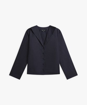 ＜agnes b. (Women)＞ピンドット　コットン　オープンカラー　長袖　シャツ（Ｌ７５９ＩＺ７４６９２）
