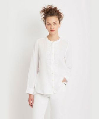 アニエスベー⭐︎ agnes b. 新品　コットンブラウス　丸襟　長袖シャツ　38 トップス/シャツ｜ウィメンズ｜agnès b.｜アニエスベー公式