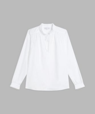＜agnes b. (Women)＞コットン　プリーツ　長袖　ブラウス　”Ｔｉｚｉａｎｏ”（Ｌ９００ＵＦ９５０１０）