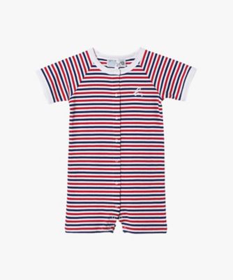ベビー ”b．”ロゴ 刺繍 トリコロールボーダー コットン 半袖