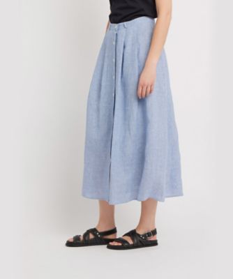 チュニジア製 agnes b. アニエスベー 2017SS リネンスカート 38 チェック リネン ロングスカート ”Lenora