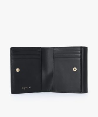 agnes b. 三つ折り財布 黒 XAW04-01 ウォレット　ロゴメタル ウォレット (XAW04－01) ｜agnès b. VOYAGE FEMME（アニエスベー