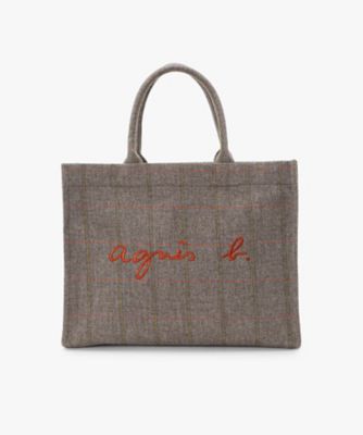 チェック ウール ラージ トートバッグ ZAX03B－02