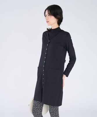 コットン Vネック カーディガンプレッション ワンピース