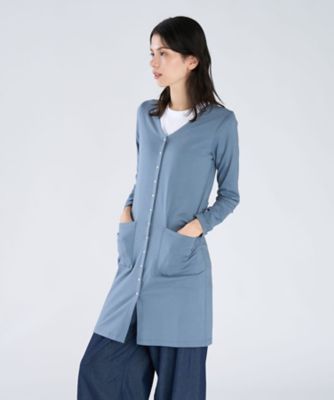 コットン Vネック カーディガンプレッション ワンピース