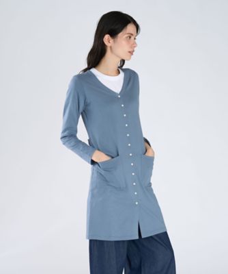 コットン Vネック カーディガンプレッション ワンピース