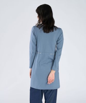 コットン Vネック カーディガンプレッション ワンピース