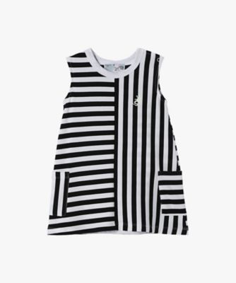 ＜agnes b. ENFANT (Baby&Kids)＞ベビー　細ボーダー　コットン　ノースリーブ　ワンピース　Ｌｅｚａｒｄ（ＱＧ６５Ｊ００８１０００）
