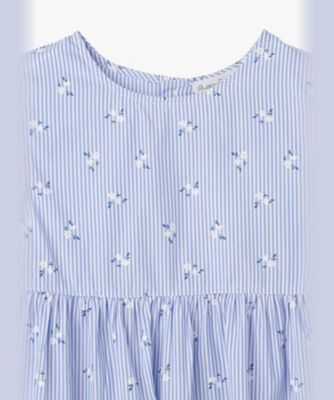 キッズ フラワープリント ストライプ コットン ノースリーブ