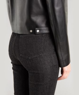 ラムスキン レザー 長袖 カーディガンプレッション