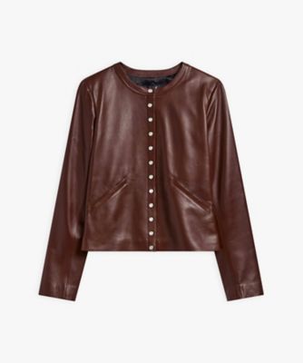 agnes b. (Women)/アニエスベー CU32 VESTE レザーカーディガンプレッション 306ベージュ コート・ジャケット【三越伊勢丹/公式】