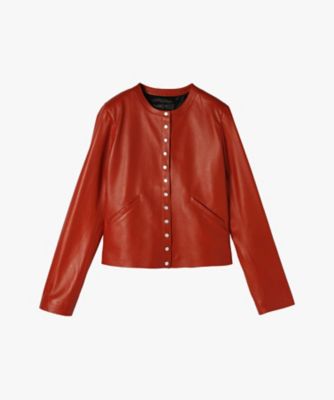 【SALE】agnes b. (Women)/アニエスベー ラムスキン レザー 長袖 カーディガンプレッション(X101CU32324) 324キャメル コート・ジャケット【三越伊勢丹/公式】